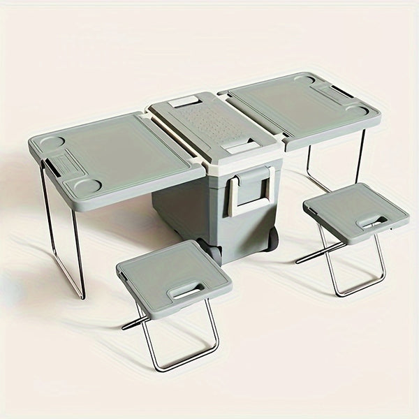 Portable Cooler With Wheeled Folding Table