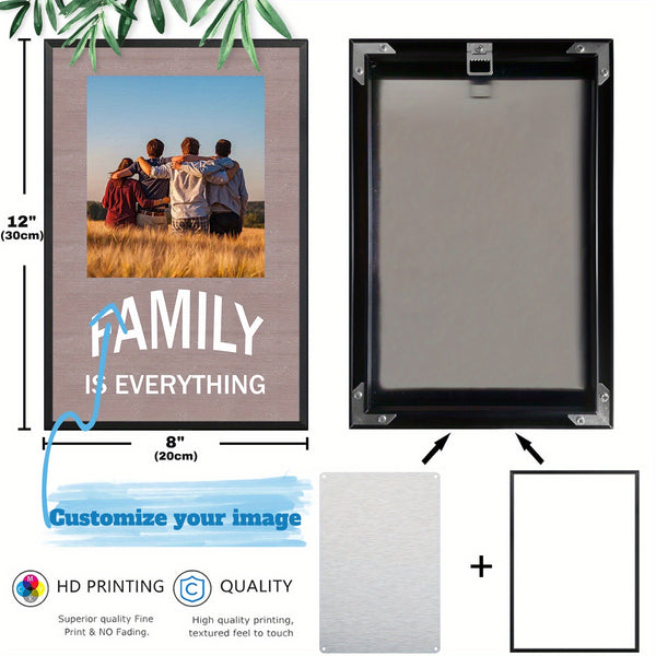 Personalized Aluminum Metal Sign With Metal Framed Custom Photo Family Is Everything8x12inch (20x30cm)
