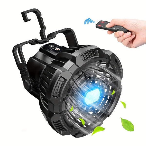 Camping Fan With LED Lantern And Remote