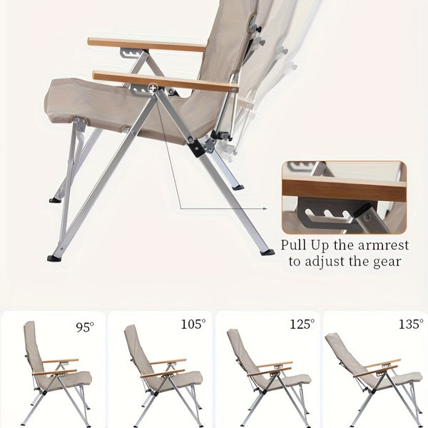 Foldable Outdoor Chair With Four Adjustable Positions For Beach